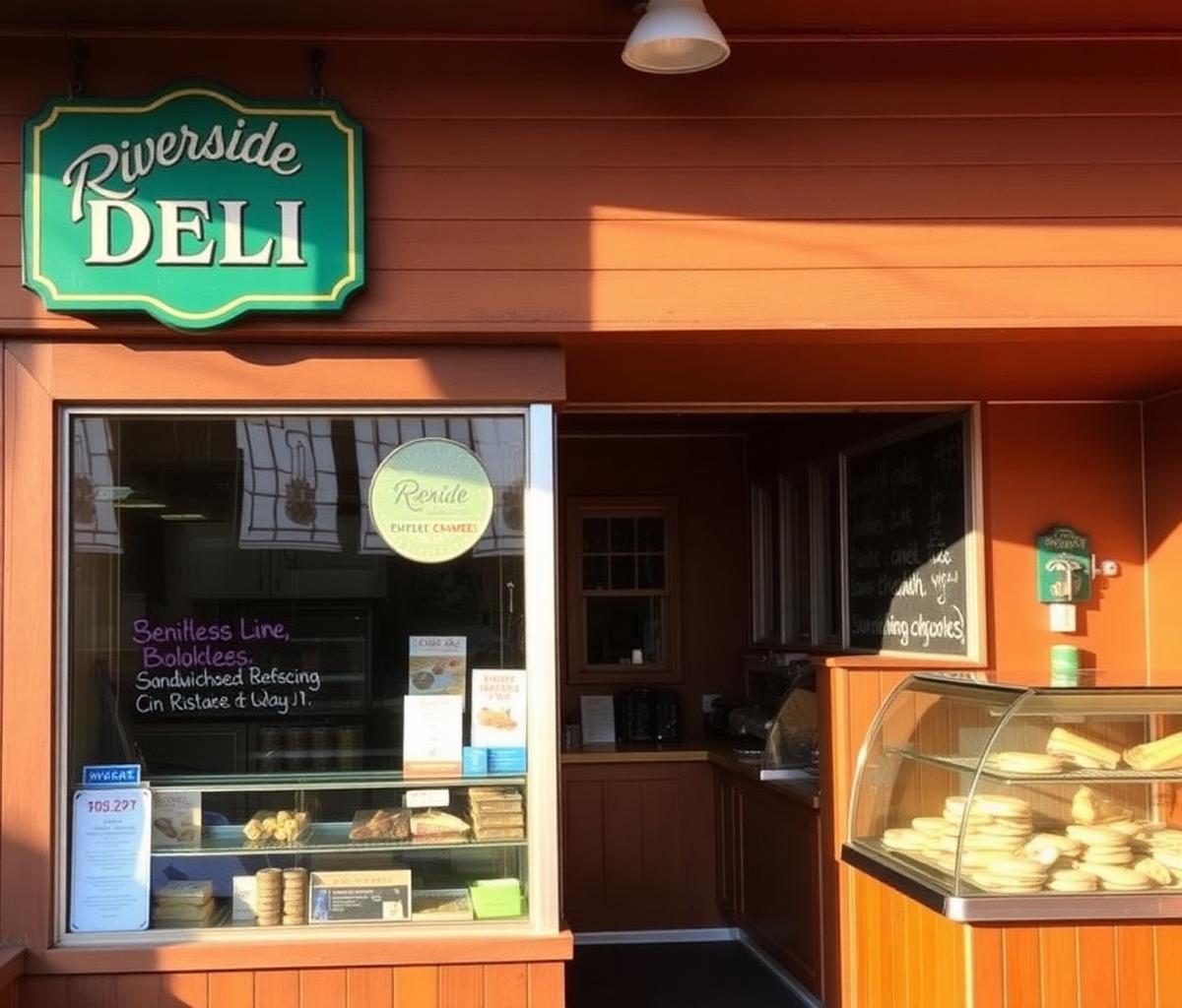 Riverside Deli storefront and counter